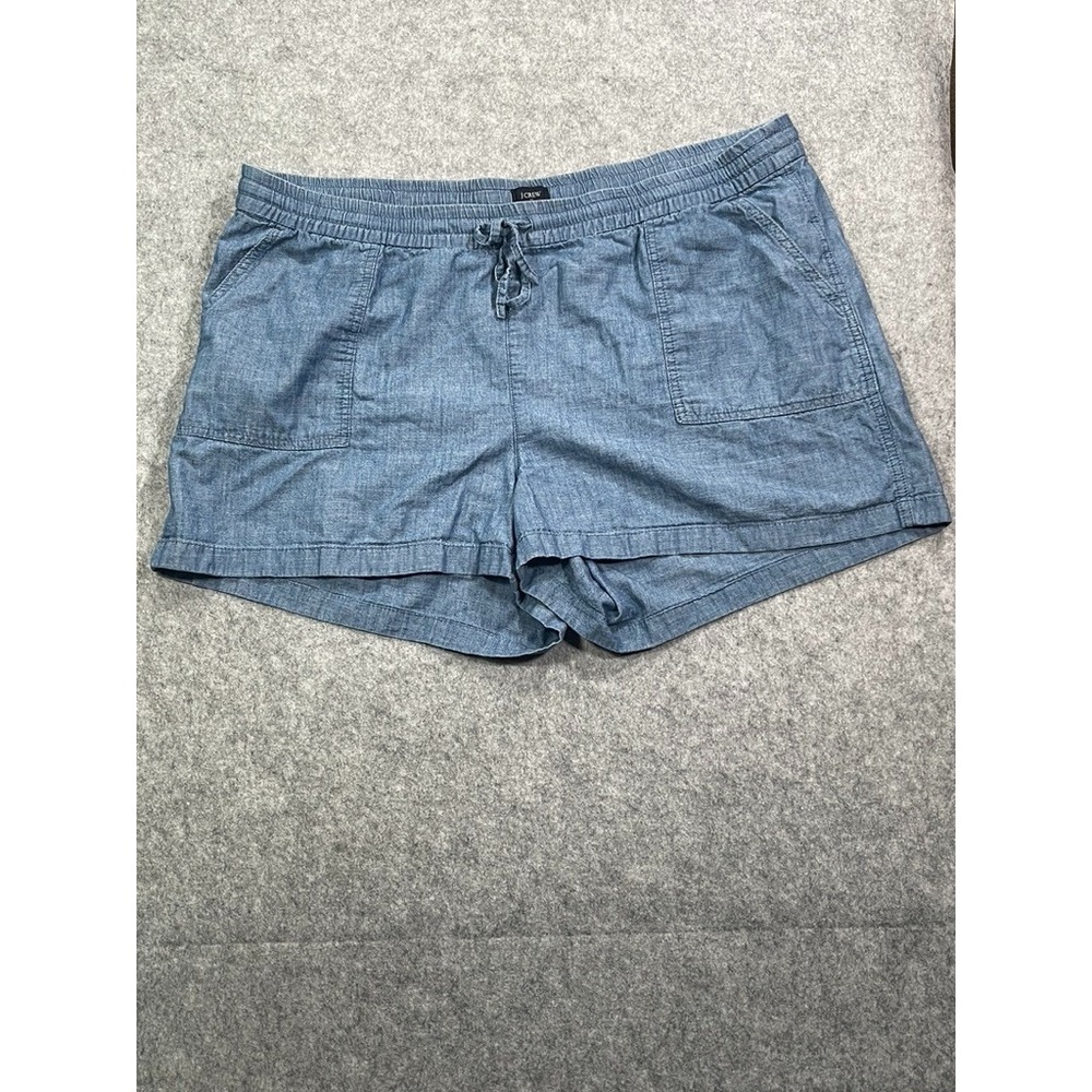 J.CREW Shorts Women's Size XXL Blue Chambray Drawstring Pull-On Pockets Cotton - Picture 2 of 13